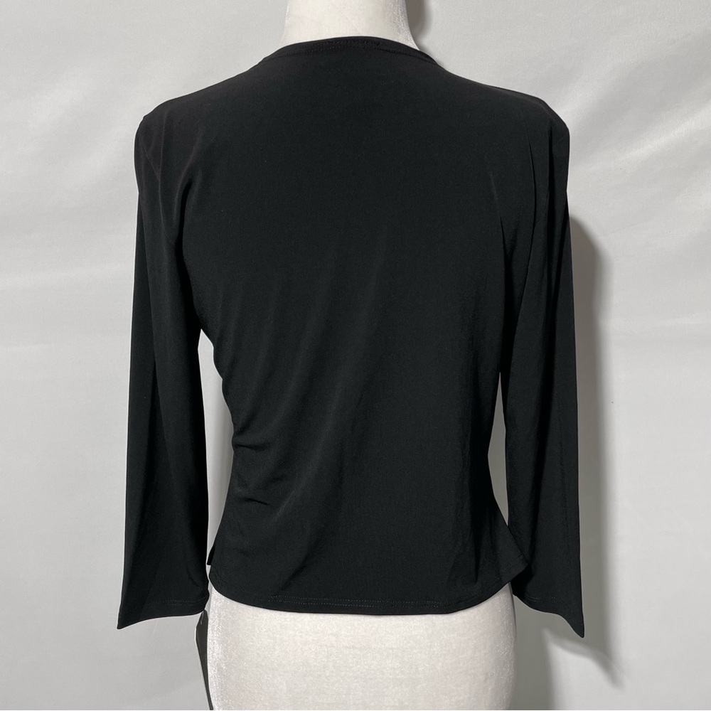New Clara Sun Woo Modern Tie Front Cardigan Solid Black Size XS - Picture 12 of 16